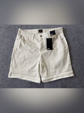 Lee White Denim Jean Shorts - Classic Five-Pocket